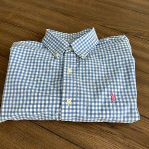 Ralph Lauren Blue and‎ White Checkered Men's Shirt